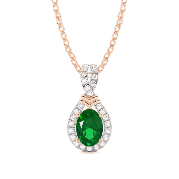 Prong Setting Halo Emerald Pendant