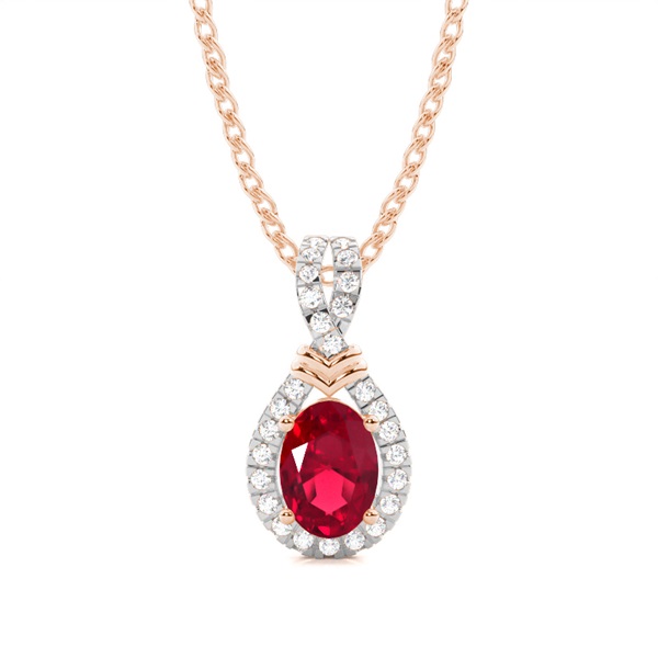 Prong Setting Halo Ruby Pendant