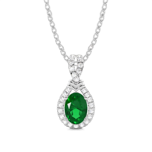 Prong Setting Halo Emerald Pendant