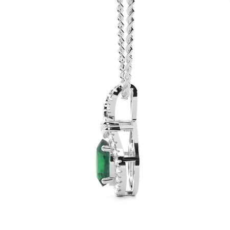 Zinkeneinstellung Halo Smaragd Anhänger