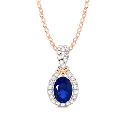 Prong Setting Halo Blue Sapphire Pendant