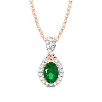 Rose Gold Gemstone Diamond Pendants