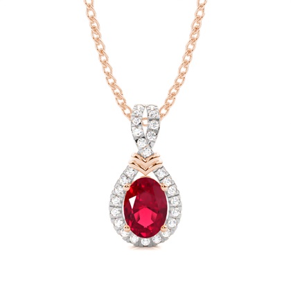 Prong Setting Halo Ruby Pendant