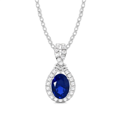 Prong Setting Halo Blue Sapphire Pendant