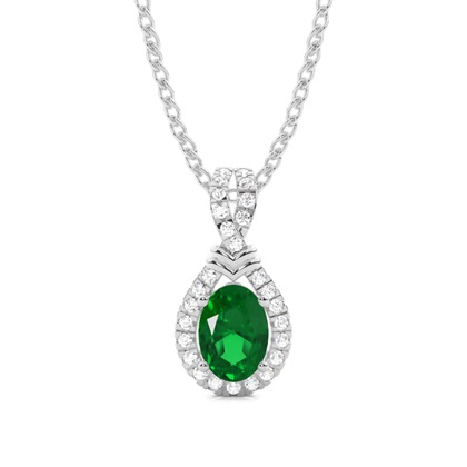 Prong Setting Halo Emerald Pendant