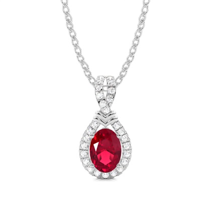 Prong Setting Halo Ruby Pendant