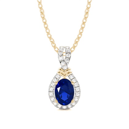 Prong Setting Halo Blue Sapphire Pendant