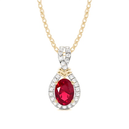 Prong Setting Halo Ruby Pendant