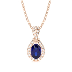 Prong Setting Halo Blue Sapphire Pendant