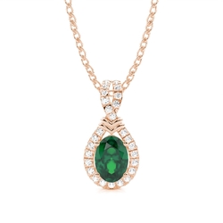 Prong Setting Halo Emerald Pendant