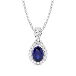 Zinkeneinstellung Halo Blue Sapphire Anhänger