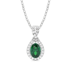 Prong Setting Halo Emerald Pendant