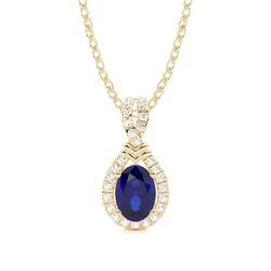 Prong Setting Halo Blue Sapphire Pendant