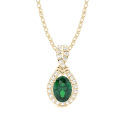 Prong Setting Halo Emerald Pendant
