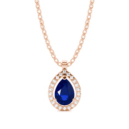 Prong Setting Halo Blue Sapphire Pendant