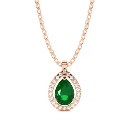 Prong Setting Halo Emerald Pendant