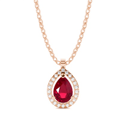 Pear Rose Gold Gemstone Diamond Pendants