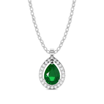 Prong Setting Halo Emerald Pendant