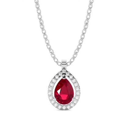 Prong Setting Halo Ruby Pendant