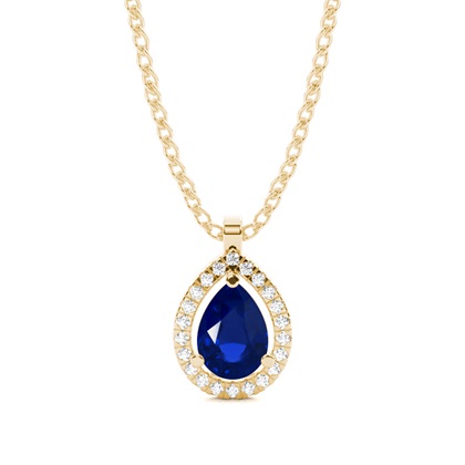 Prong Setting Halo Blue Sapphire Pendant