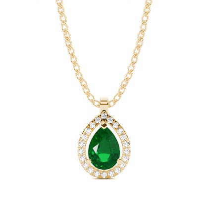 Prong Setting Halo Emerald Pendant
