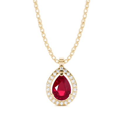 Prong Setting Halo Ruby Pendant