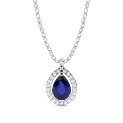 Prong Setting Halo Blue Sapphire Pendant