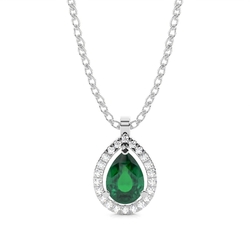 Prong Setting Halo Emerald Pendant