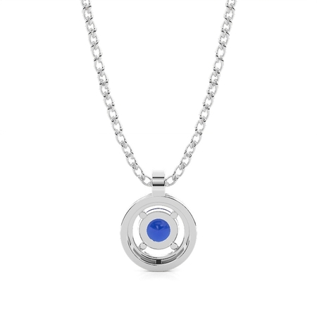 Prong Setting Halo Blue Sapphire Pendant