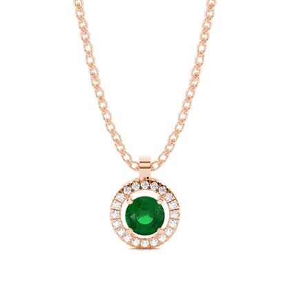 Prong Setting Halo Emerald Pendant