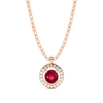 Prong Setting Halo Ruby Pendant