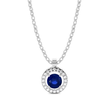 Prong Setting Halo Blue Sapphire Pendant