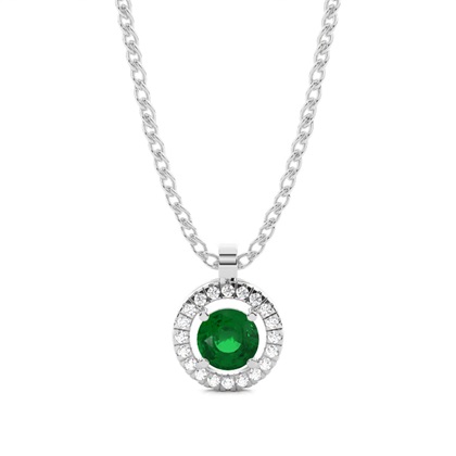 Prong Setting Halo Emerald Pendant