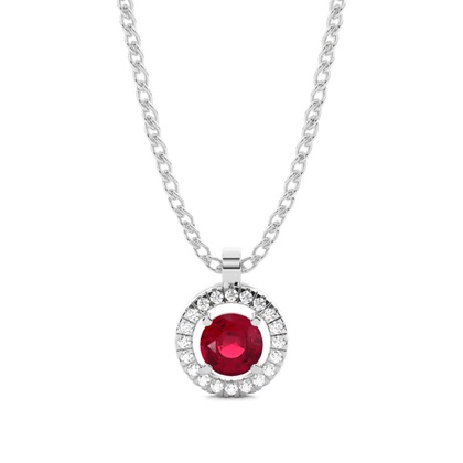 Prong Setting Halo Ruby Pendant