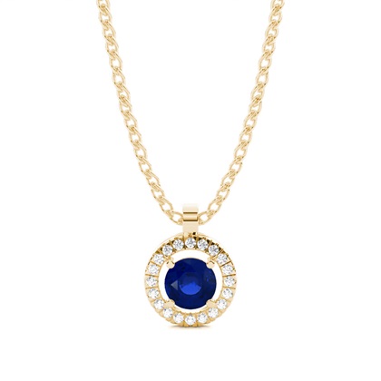 Prong Setting Halo Blue Sapphire Pendant