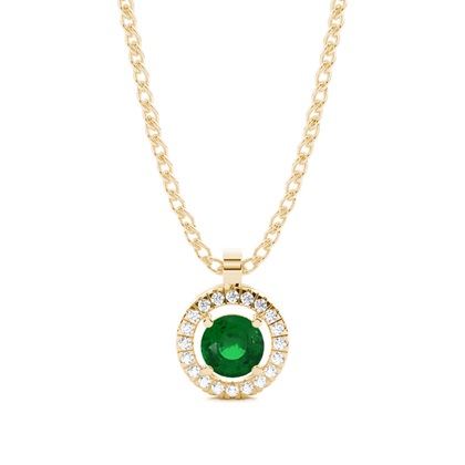 Prong Setting Halo Emerald Pendant