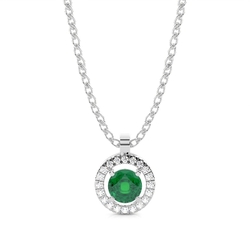 Colgante De Esmeralda Estilo Halo Engarzado En Garras