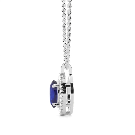 Micro Prong Einstellung Halo Blue Sapphire Anhänger