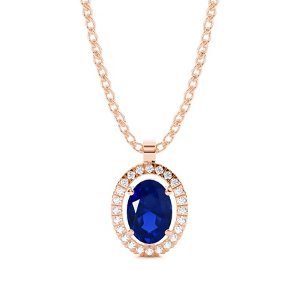Micro Prong Setting Halo Blue Sapphire Pendant