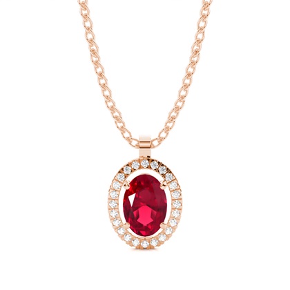 Micro Prong Setting Halo Ruby Pendant