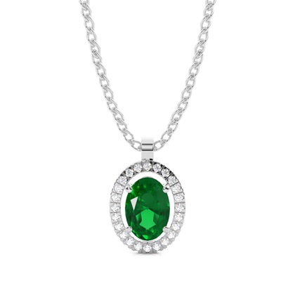 Micro Prong Setting Halo Emerald Pendant