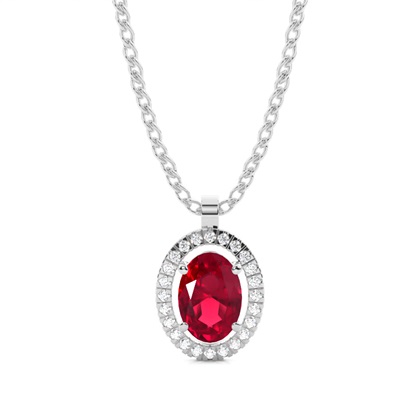 Micro Prong Setting Halo Ruby Pendant