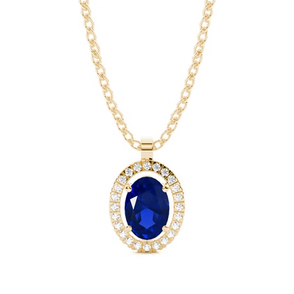 Micro Prong Setting Halo Blue Sapphire Pendant