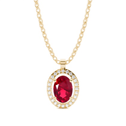 Micro Prong Setting Halo Ruby Pendant
