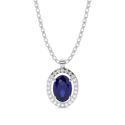 Micro Prong Setting Halo Blue Sapphire Pendant