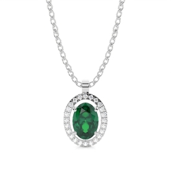 Micro Prong Setting Halo Emerald Pendant