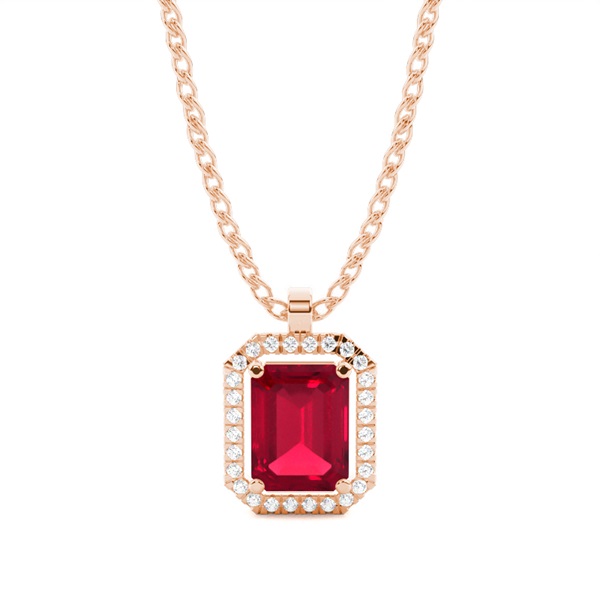 Prong Setting Halo Ruby Pendant