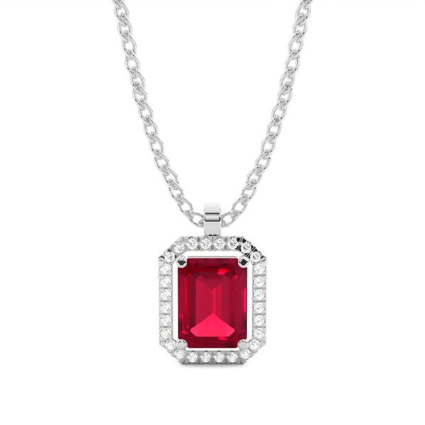 Prong Setting Halo Ruby Pendant