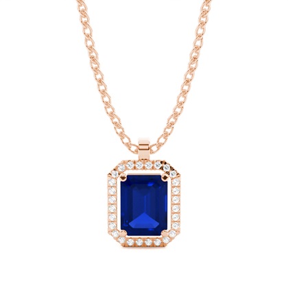Rose Gold Gemstone Diamond Pendants