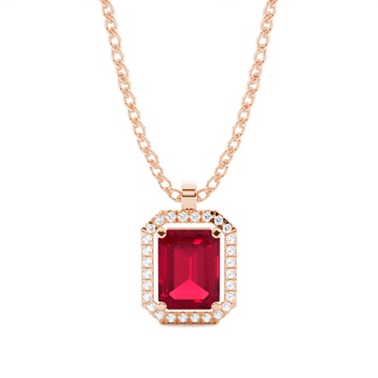 Prong Setting Halo Ruby Pendant
